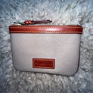 Dooney & Bourke Small Wristlet in Gray or Tan in Signature vachetta Epi leather